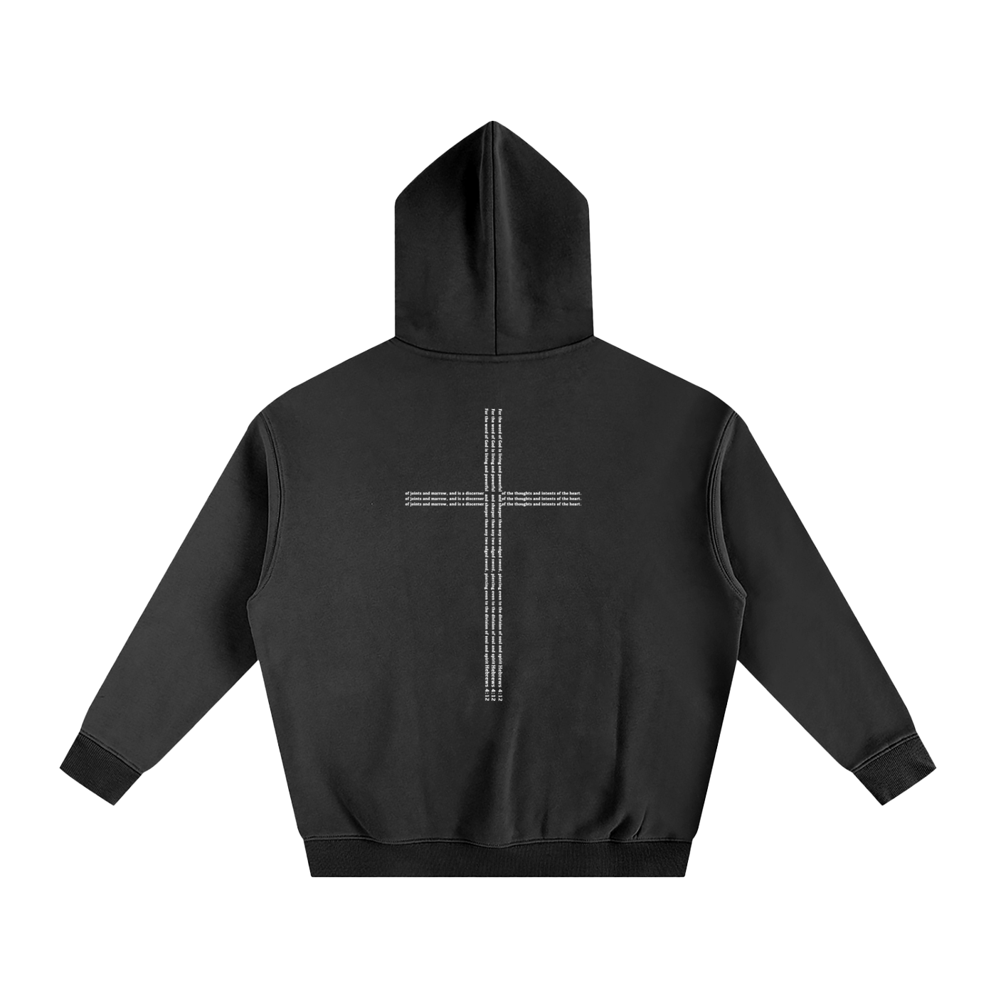 Christian clothing black Hoodie with cross back view