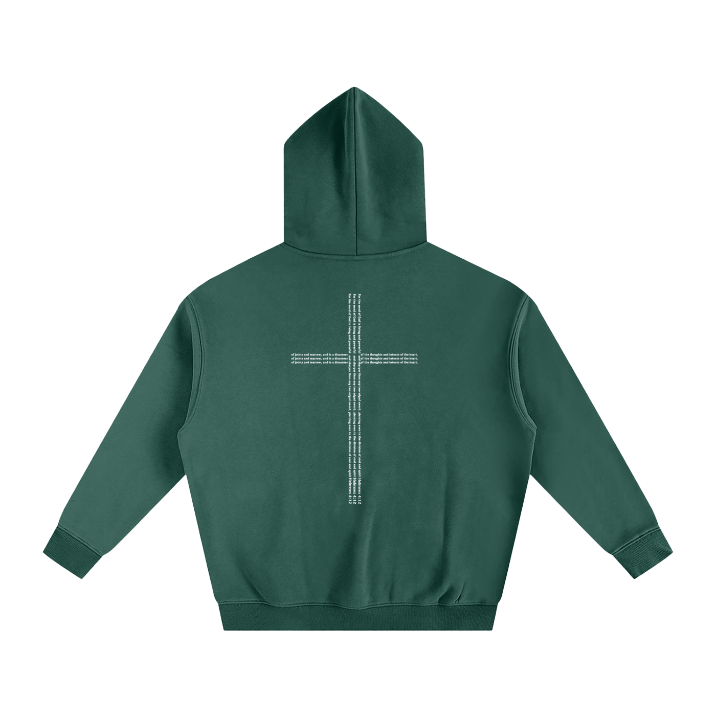 Christian clothing green Hoodie with cross back view