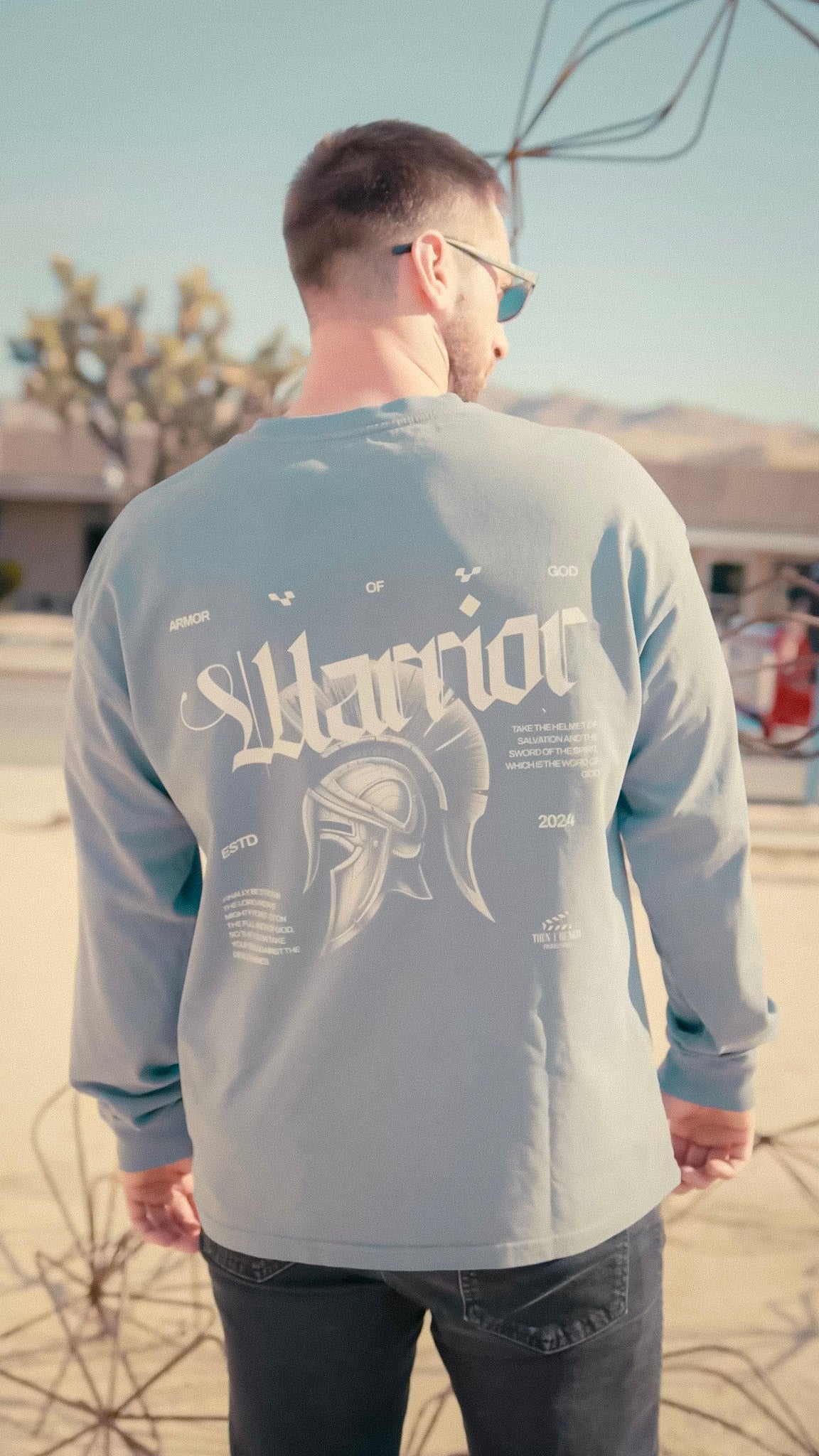 Chrisian clothing blue warrior fleece side view