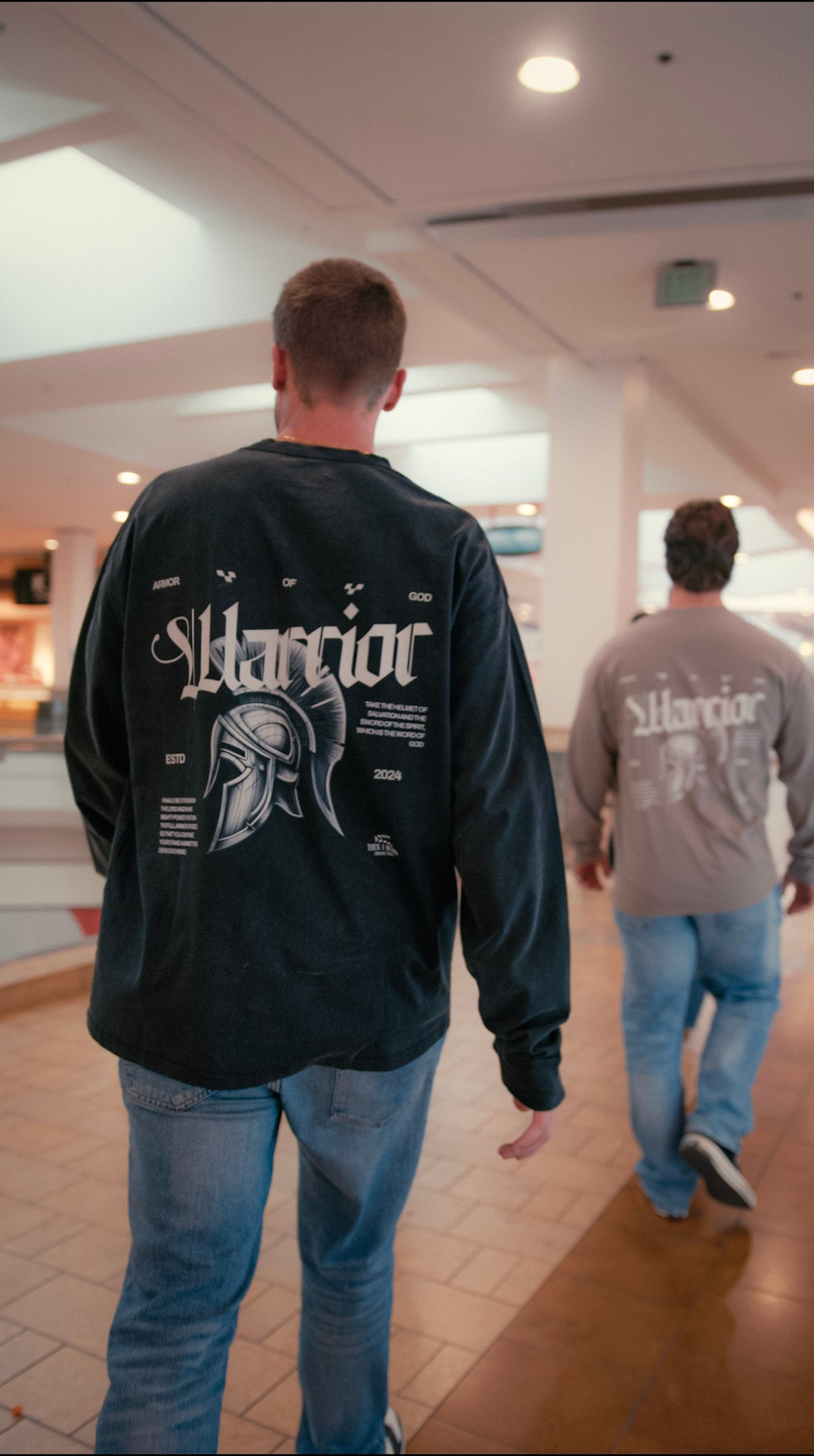 christian clothing black warrior fleece back view