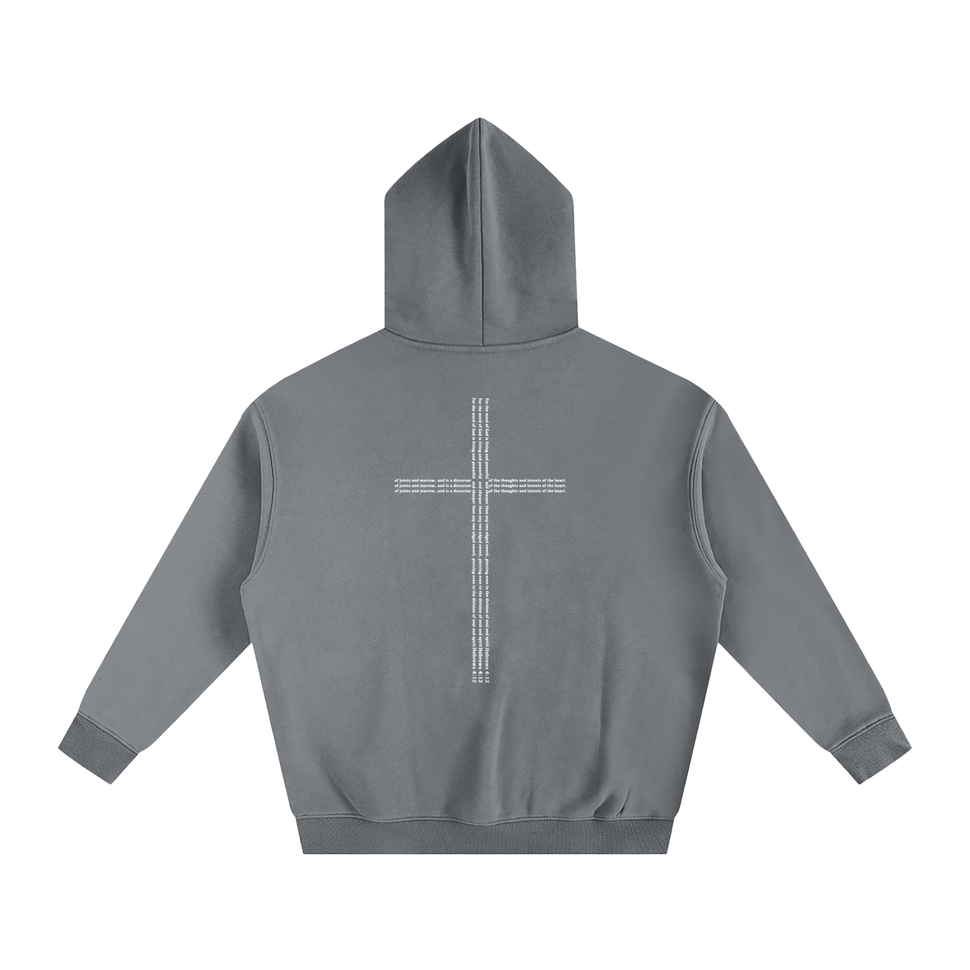 Christian clothing grey Hoodie with cross back view